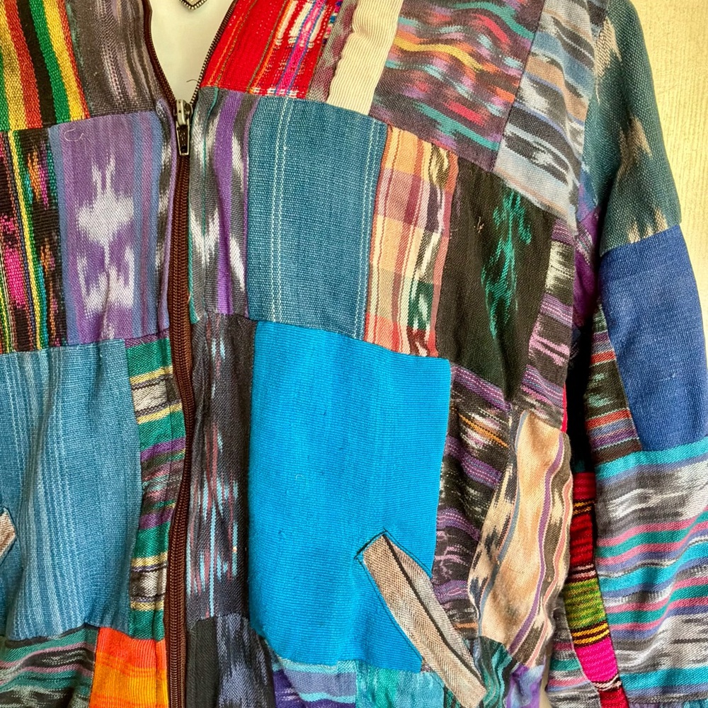 Multicolor Patchwork Bomber Jacket - image 3